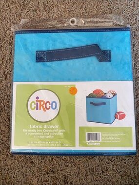 Circo Light Blue Fabric Storage Bin with Dark Blue Trim